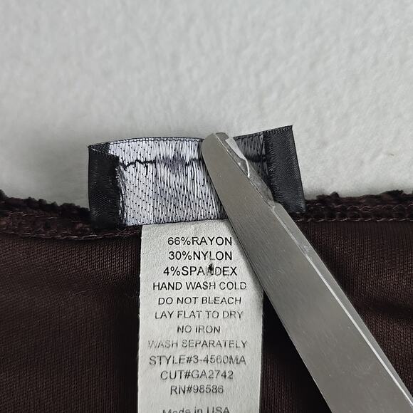 Brittany Black Floral Embroidered Brown‎ Top Flutter Sleeve Large Fairy Grunge - Picture 7 of 8